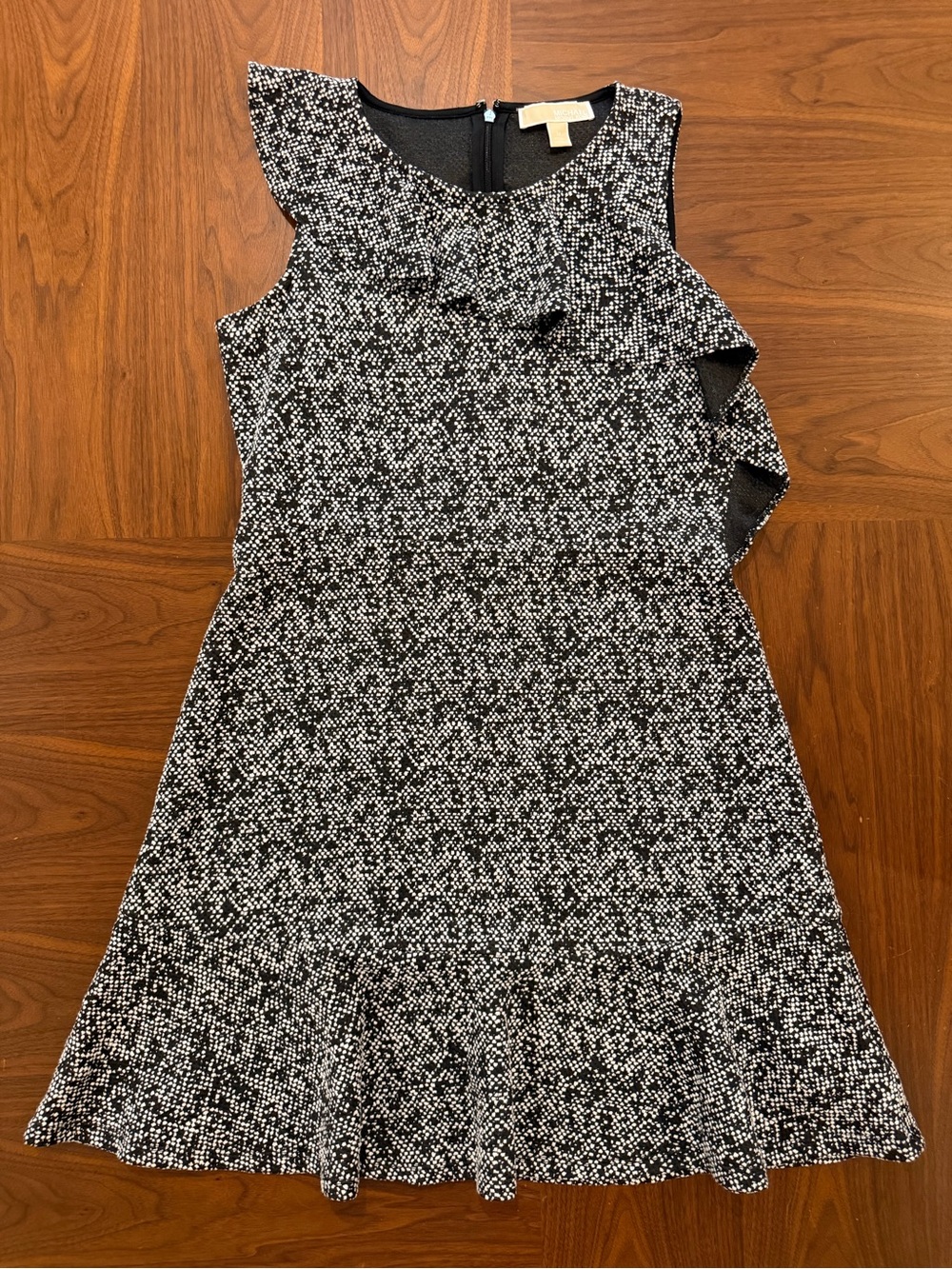 Michael Kors Size Medium Black and White Ruffle A-Line Dress